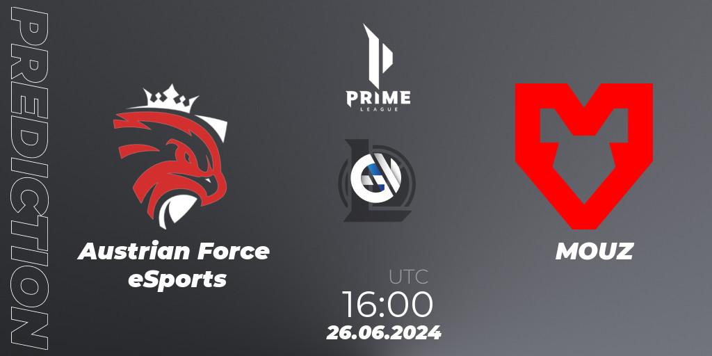 Austrian Force eSports vs MOUZ: Match Prediction. 26.06.2024 at 16:00, LoL, Prime League Summer 2024