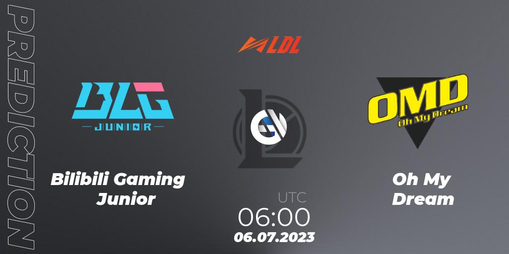 Bilibili Gaming Junior vs Oh My Dream: Match Prediction. 06.07.2023 at 06:00, LoL, LDL 2023 - Regular Season - Stage 3