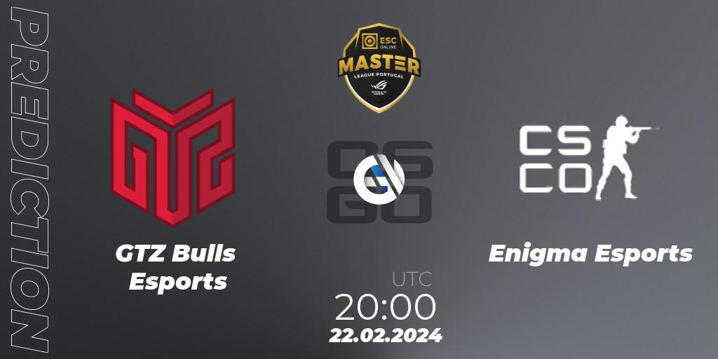GTZ Bulls Esports vs Enigma Esports: Match Prediction. 22.02.24, CS2 (CS:GO), Master League Portugal Season 13: Closed Qualifier