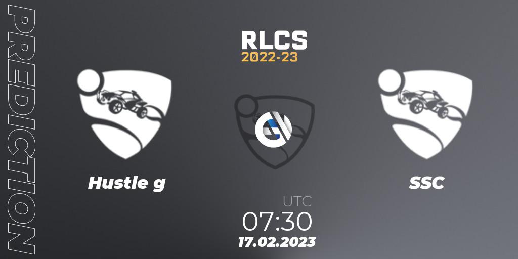 Hustle g vs SSC: Match Prediction. 17.02.2023 at 07:30, Rocket League, RLCS 2022-23 - Winter: Oceania Regional 2 - Winter Cup