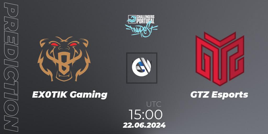 EX0TIK Gaming vs GTZ Esports: Match Prediction. 22.06.2024 at 14:00, VALORANT, VALORANT Challengers 2024 Portugal: Tempest Split 2