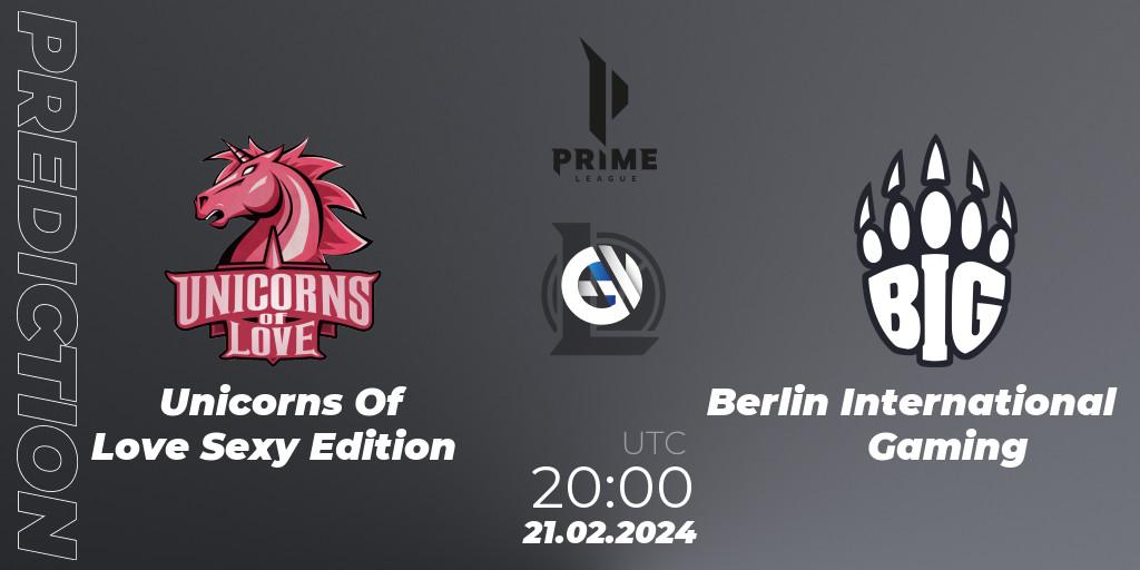 Unicorns Of Love Sexy Edition vs Berlin International Gaming: Match Prediction. 18.01.24, LoL, Prime League Spring 2024 - Group Stage