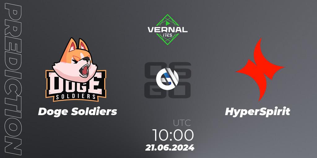Doge Soldiers vs HyperSpirit: Match Prediction. 21.06.2024 at 10:00, Counter-Strike (CS2), ITES Vernal