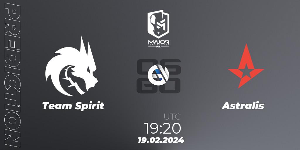 Team Spirit vs Astralis: Match Prediction. 19.02.24, CS2 (CS:GO), PGL CS2 Major Copenhagen 2024: European RMR B