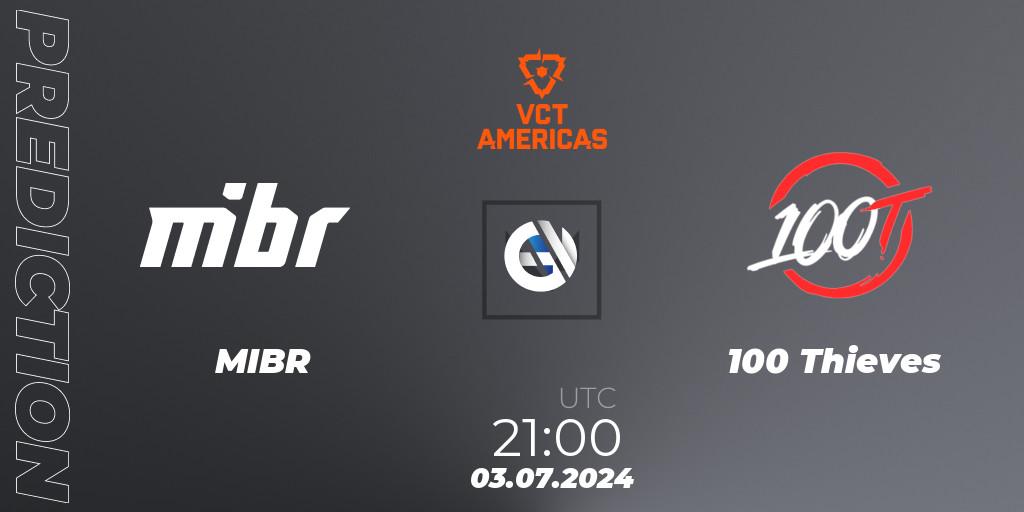 MIBR vs 100 Thieves: Match Prediction. 03.07.2024 at 21:00, VALORANT, VALORANT Champions Tour 2024: Americas League - Stage 2 - Group Stage