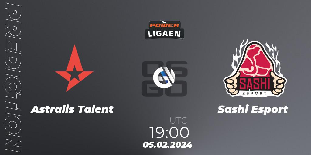 Astralis Talent vs Sashi Esport: Match Prediction. 05.02.24, CS2 (CS:GO), Dust2.dk Ligaen Season 25