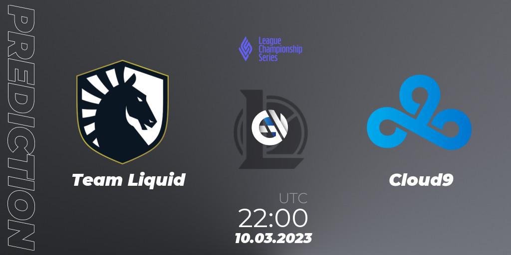 Team Liquid vs Cloud9: Match Prediction. 10.03.23, LoL, LCS Spring 2023 - Group Stage