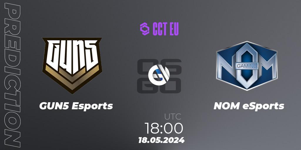 GUN5 Esports vs NOM eSports: Match Prediction. 18.05.2024 at 18:00, Counter-Strike (CS2), CCT Season 2 Europe Series 4 Closed Qualifier