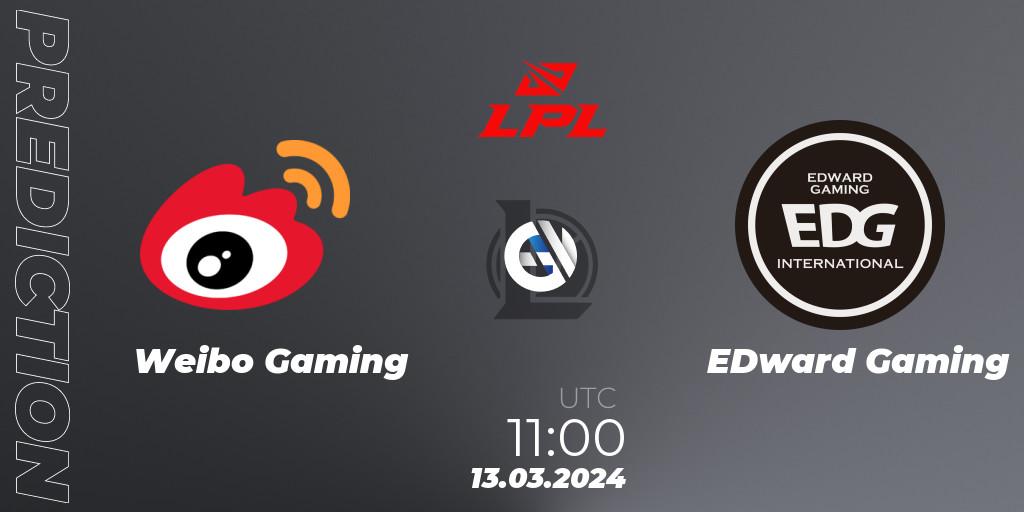 Weibo Gaming vs EDward Gaming: Match Prediction. 13.03.24, LoL, LPL Spring 2024 - Group Stage