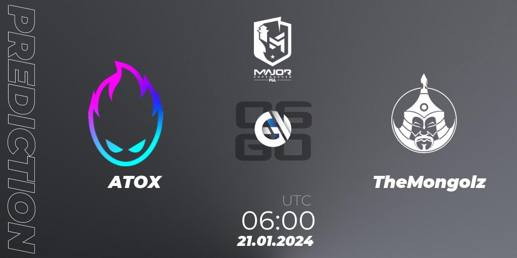 ATOX vs TheMongolz: Match Prediction. 21.01.2024 at 06:00, Counter-Strike (CS2), PGL CS2 Major Copenhagen 2024 East Asia RMR Closed Qualifier