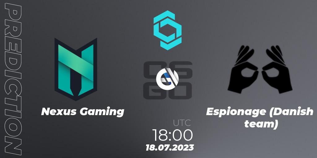Nexus Gaming vs Espionage: Match Prediction. 18.07.2023 at 18:00, Counter-Strike (CS2), CCT North Europe Series #6