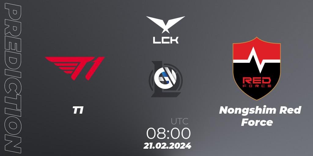 T1 vs Nongshim Red Force: Match Prediction. 21.02.24, LoL, LCK Spring 2024 - Group Stage