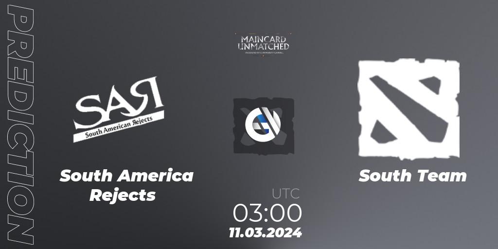 South America Rejects vs South Team: Match Prediction. 11.03.24, Dota 2, Maincard Unmatched - March