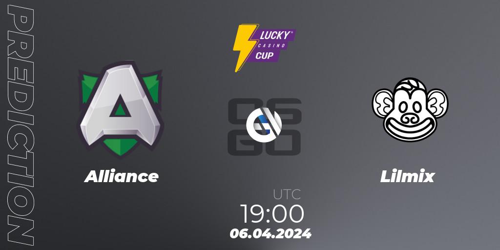Alliance vs Lilmix: Match Prediction. 06.04.2024 at 18:30, Counter-Strike (CS2), Esportal LuckyCasino Cup 2024