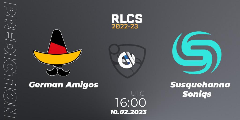 German Amigos vs Susquehanna Soniqs: Match Prediction. 10.02.23, Rocket League, RLCS 2022-23 - Winter: Europe Regional 2 - Winter Cup