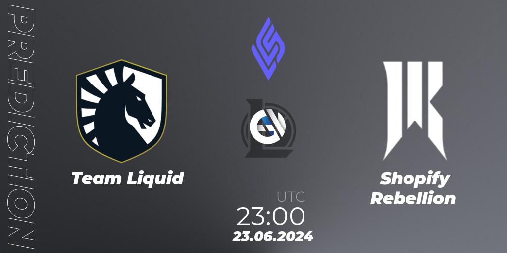 Team Liquid vs Shopify Rebellion: Match Prediction. 23.06.2024 at 23:00, LoL, LCS Summer 2024 - Group Stage