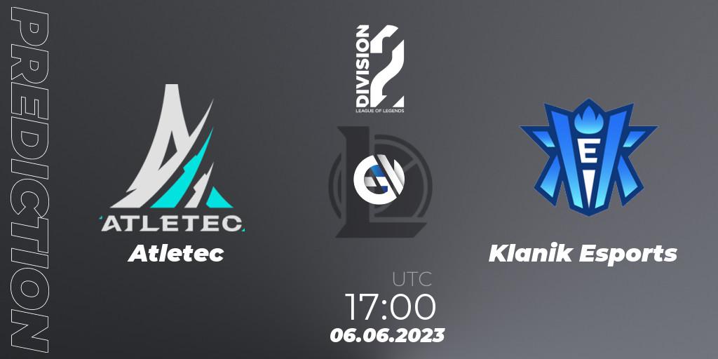 Atletec vs Klanik Esports: Match Prediction. 06.06.23, LoL, LFL Division 2 Summer 2023 - Group Stage