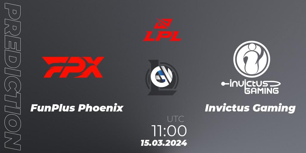 FunPlus Phoenix vs Invictus Gaming: Match Prediction. 15.03.24, LoL, LPL Spring 2024 - Group Stage