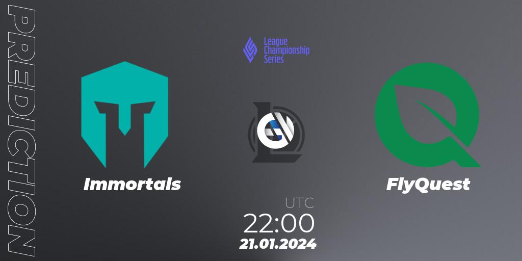 Immortals vs FlyQuest: Match Prediction. 21.01.24, LoL, LCS Spring 2024 - Group Stage