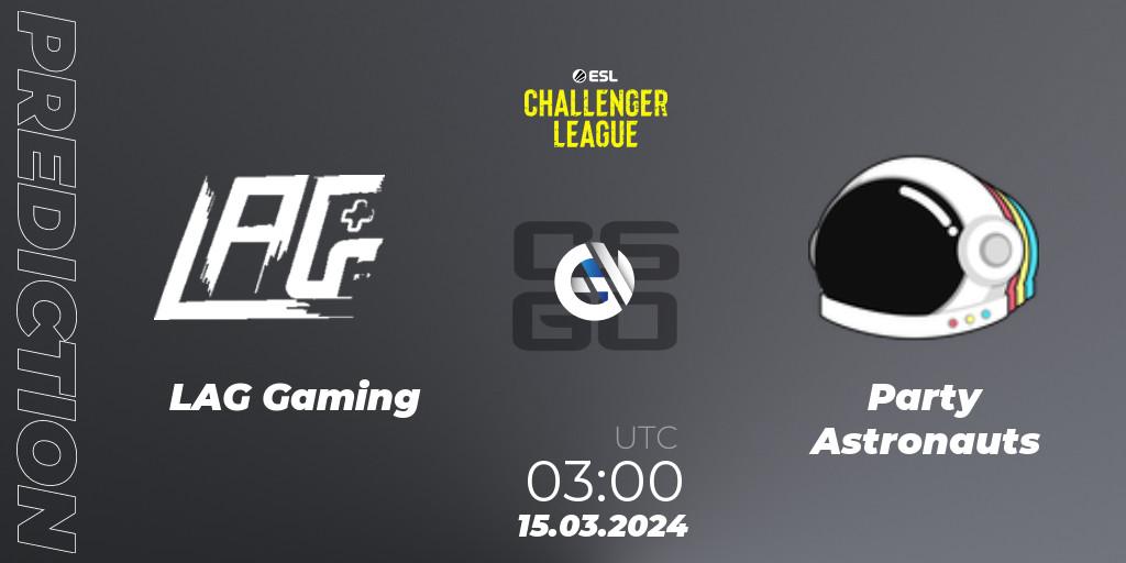 LAG Gaming vs Party Astronauts: Match Prediction. 09.05.2024 at 02:00, Counter-Strike (CS2), ESL Challenger League Season 47: North America