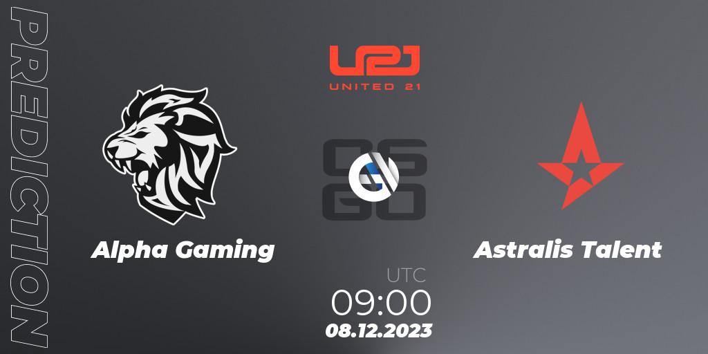 Alpha Gaming vs Astralis Talent: Match Prediction. 08.12.23, CS2 (CS:GO), United21 Season 9