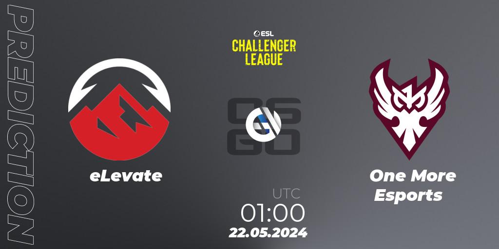 eLevate vs One More Esports: Match Prediction. 22.05.2024 at 01:00, Counter-Strike (CS2), ESL Challenger League Season 47: North America