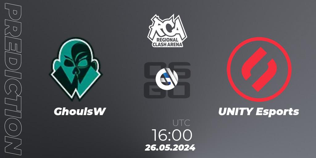 GhoulsW vs UNITY Esports: Match Prediction. 26.05.2024 at 16:00, Counter-Strike (CS2), Regional Clash Arena Europe: Closed Qualifier