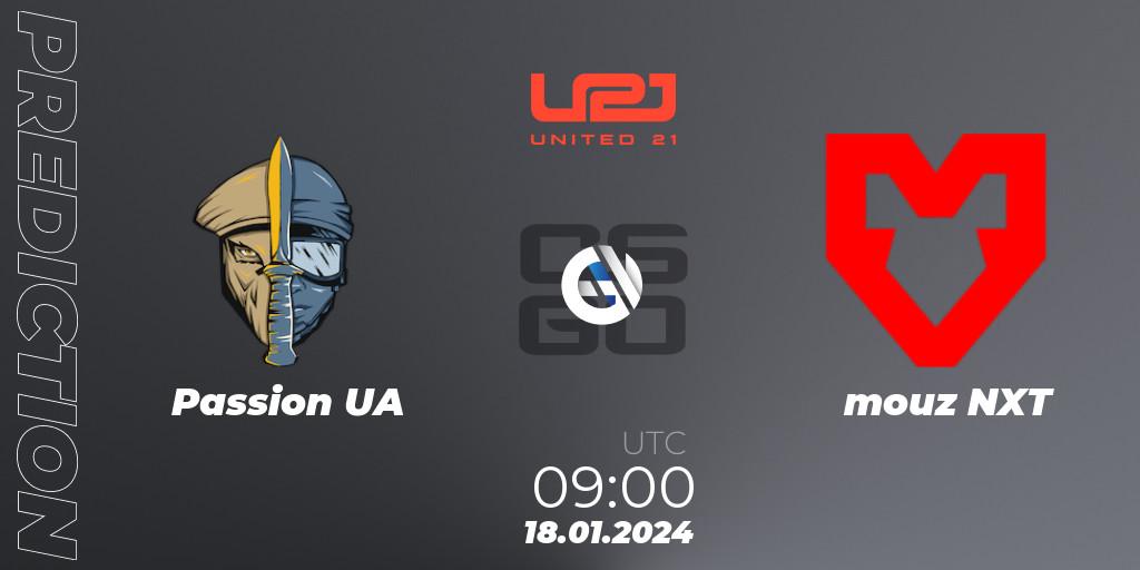 Passion UA vs mouz NXT: Match Prediction. 18.01.2024 at 09:00, Counter-Strike (CS2), United21 Season 10