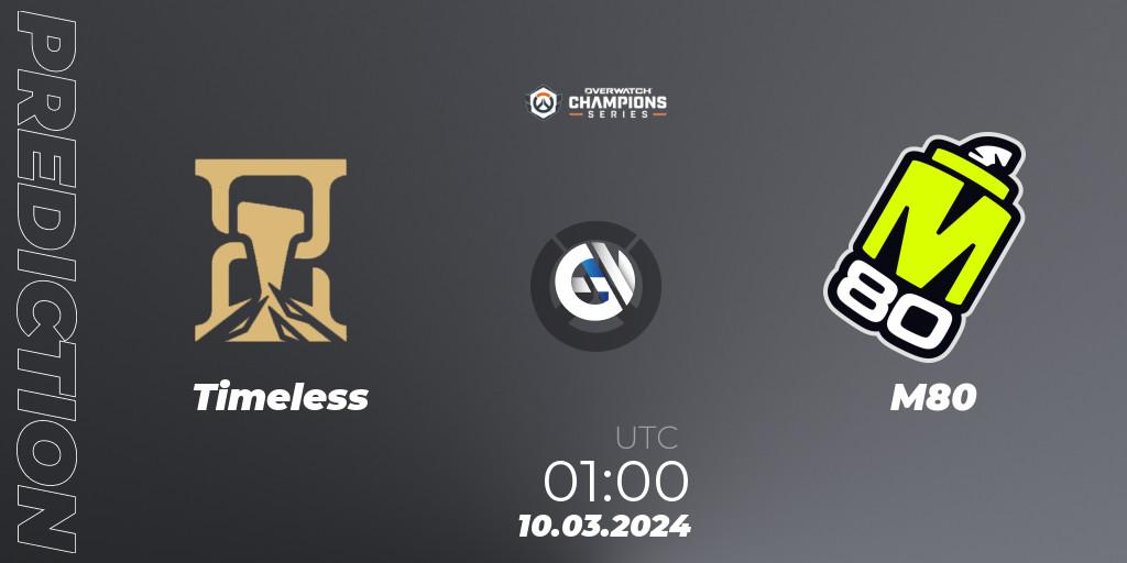 Timeless vs M80: Match Prediction. 10.03.2024 at 01:00, Overwatch, Overwatch Champions Series 2024 - North America Stage 1 Group Stage