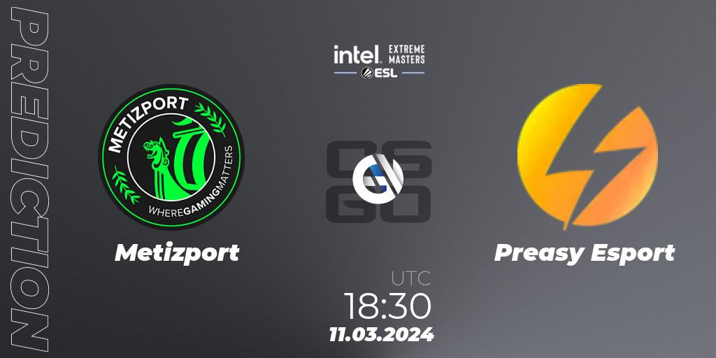 Metizport vs Preasy Esport: Match Prediction. 11.03.2024 at 18:30, Counter-Strike (CS2), Intel Extreme Masters Dallas 2024: European Closed Qualifier