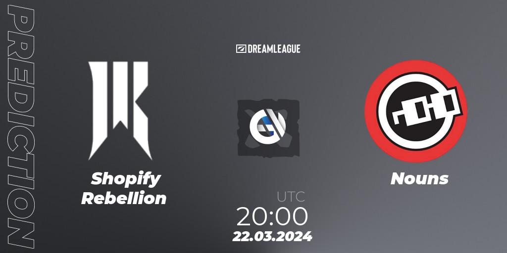 Shopify Rebellion vs Nouns: Match Prediction. 22.03.24, Dota 2, DreamLeague Season 23: North America Closed Qualifier
