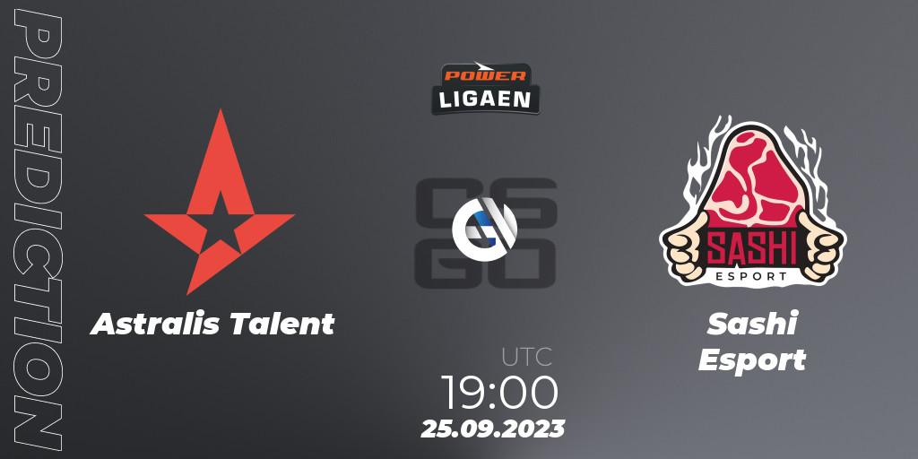 Astralis Talent vs Sashi Esport: Match Prediction. 25.09.23, CS2 (CS:GO), POWER Ligaen Season 24 Finals