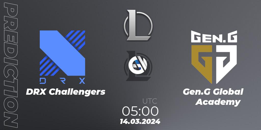 DRX Challengers vs Gen.G Global Academy: Match Prediction. 14.03.24, LoL, LCK Challengers League 2024 Spring - Group Stage