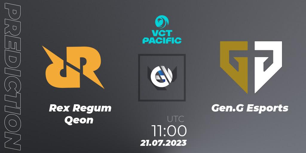 Rex Regum Qeon vs Gen.G Esports: Match Prediction. 21.07.23, VALORANT, VALORANT Champions Tour 2023: Pacific Last Chance Qualifier