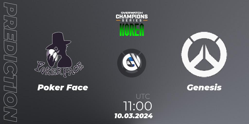Poker Face vs Genesis: Match Prediction. 10.03.2024 at 11:00, Overwatch, Overwatch Champions Series 2024 - Stage 1 Korea