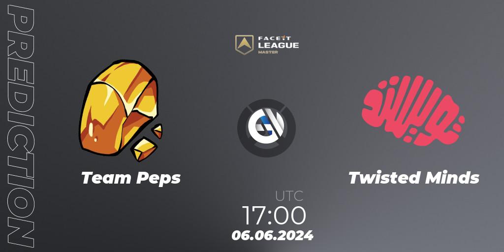 Team Peps vs Twisted Minds: Match Prediction. 06.06.2024 at 17:00, Overwatch, FACEIT League Season 1 - EMEA Master Road to EWC