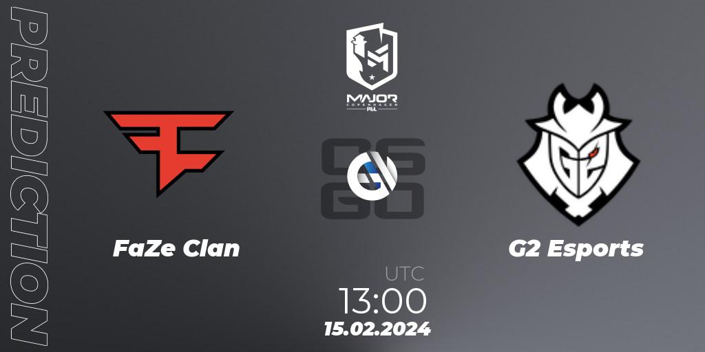 FaZe Clan vs G2 Esports: Match Prediction. 15.02.24, CS2 (CS:GO), PGL CS2 Major Copenhagen 2024 Europe RMR