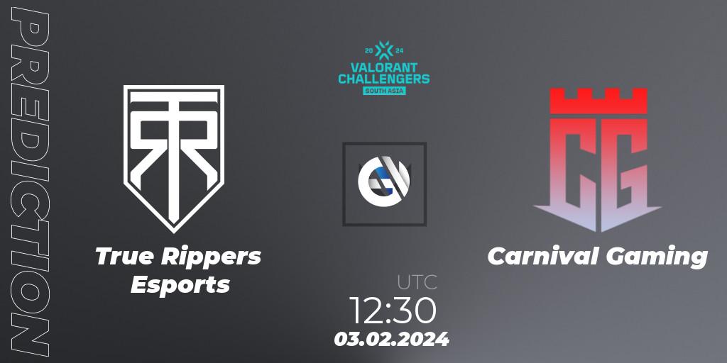 True Rippers Esports vs Carnival Gaming: Match Prediction. 03.02.24, VALORANT, VALORANT Challengers 2024: South Asia Split 1 - Cup 1