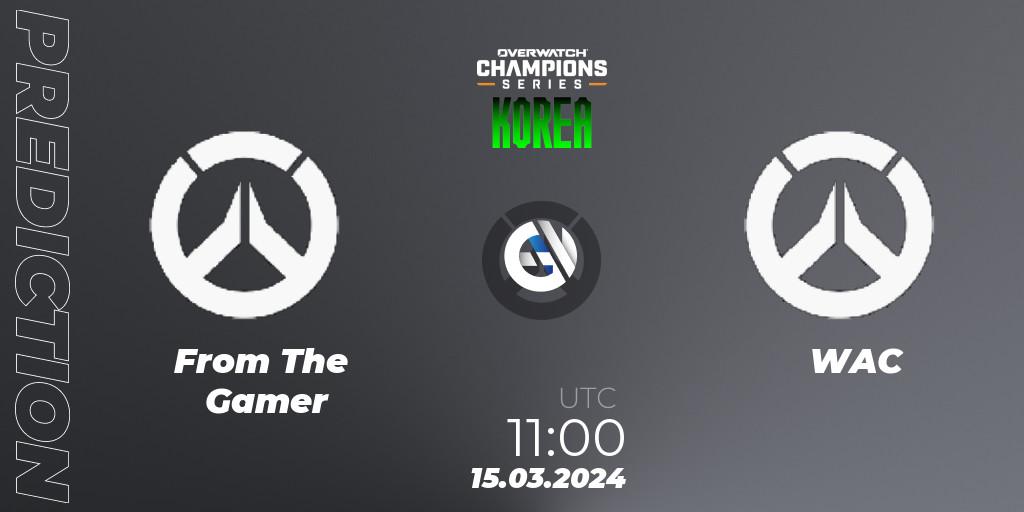From The Gamer vs WAC: Match Prediction. 15.03.2024 at 11:00, Overwatch, Overwatch Champions Series 2024 - Stage 1 Korea