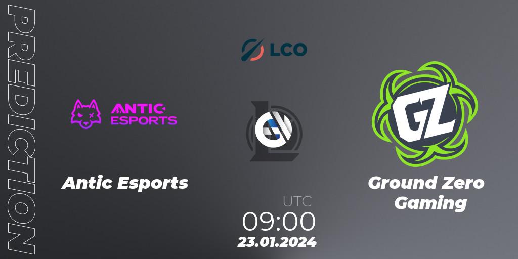 Antic Esports vs Ground Zero Gaming: Match Prediction. 23.01.2024 at 09:00, LoL, LCO Split 1 2024 - Group Stage