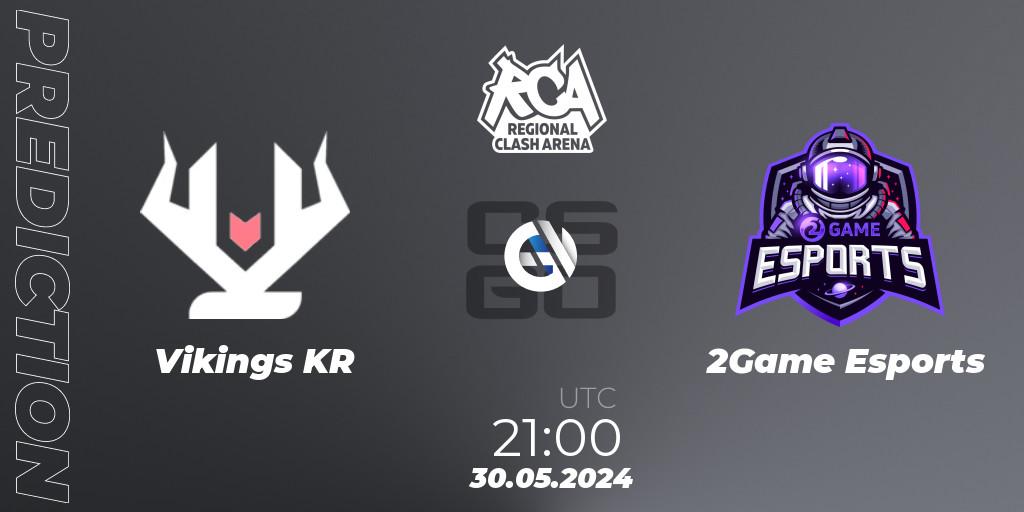 Vikings KR vs 2Game Esports: Match Prediction. 30.05.2024 at 22:00, Counter-Strike (CS2), Regional Clash Arena South America: Closed Qualifier