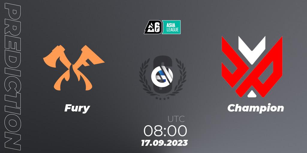 Fury vs Champion: Match Prediction. 17.09.2023 at 08:00, Rainbow Six, SEA League 2023 - Stage 2