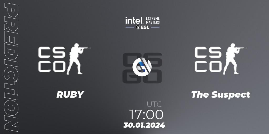 RUBY vs The Suspect: Match Prediction. 30.01.2024 at 17:00, Counter-Strike (CS2), Intel Extreme Masters China 2024: European Open Qualifier #2