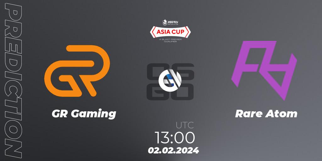 GR Gaming vs Rare Atom: Match Prediction. 02.02.24, CS2 (CS:GO), 5E Arena Asia Cup Spring 2024 - BLAST Premier Qualifier