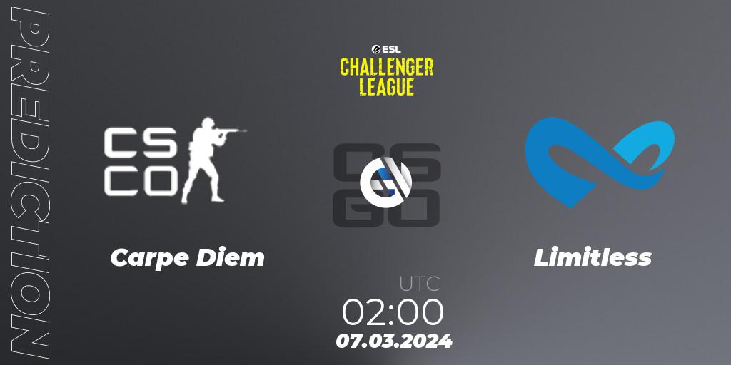 Carpe Diem vs Limitless: Match Prediction. 07.03.24, CS2 (CS:GO), ESL Challenger League Season 47: North America