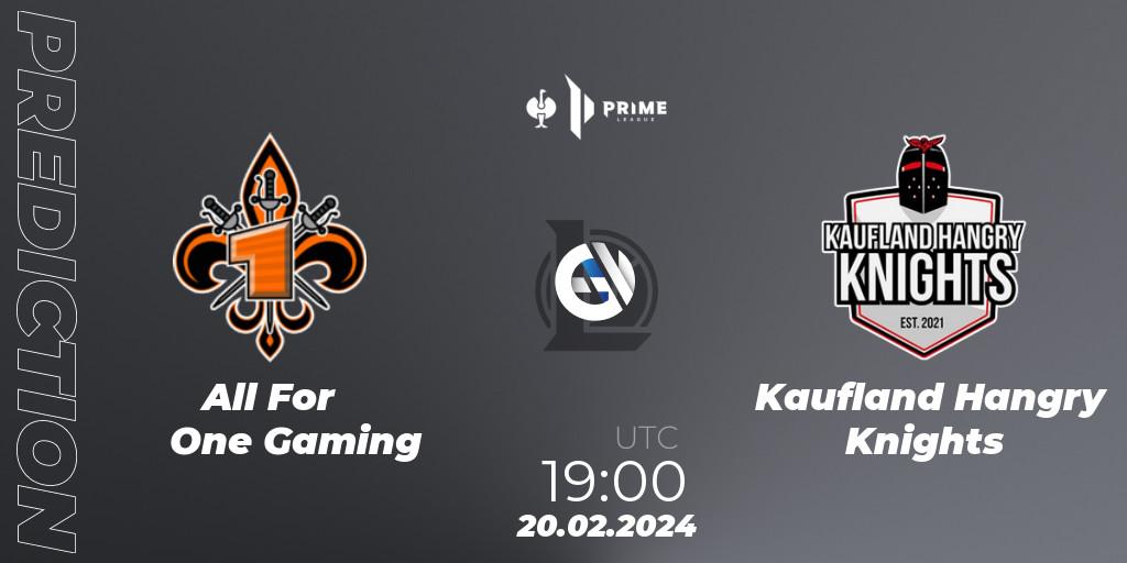 All For One Gaming vs Kaufland Hangry Knights: Match Prediction. 20.02.2024 at 19:00, LoL, Prime League 2nd Division