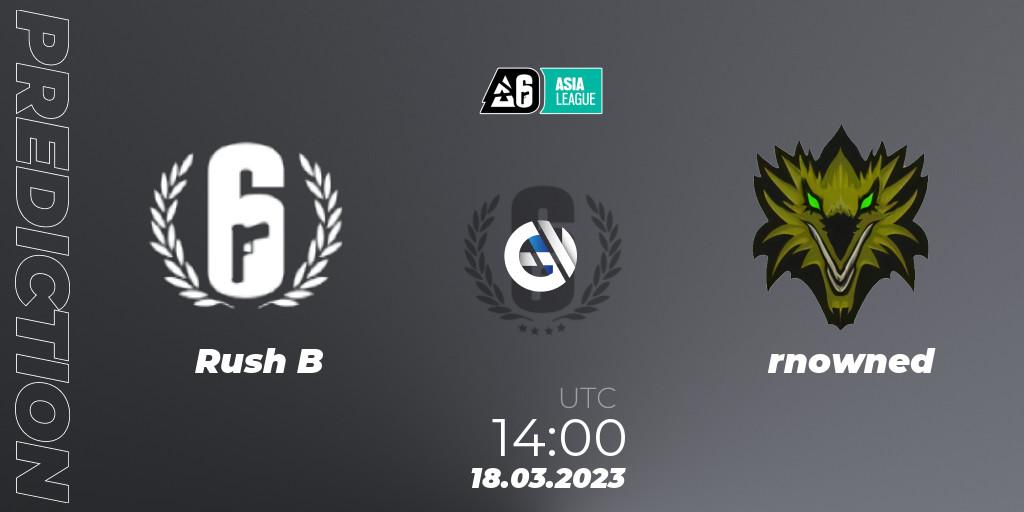 Rush B vs rnowned: Match Prediction. 18.03.23, Rainbow Six, South Asia League 2023 - Stage 1