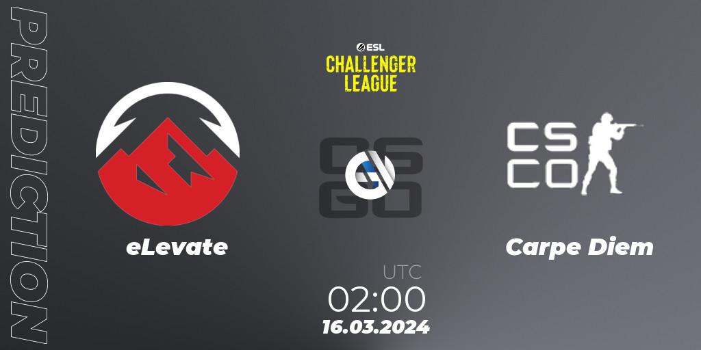 eLevate vs Carpe Diem: Match Prediction. 16.03.2024 at 02:00, Counter-Strike (CS2), ESL Challenger League Season 47: North America