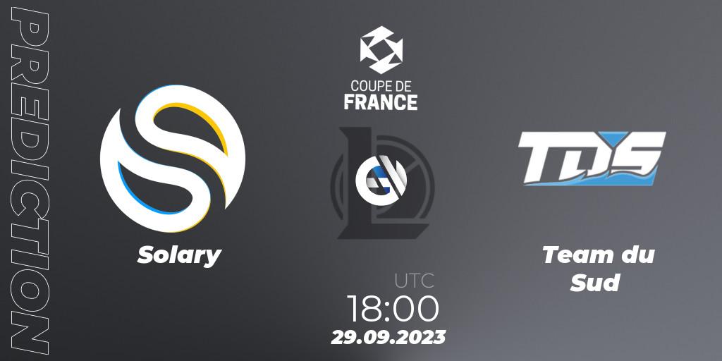 Solary vs Team du Sud: Match Prediction. 29.09.2023 at 15:30, LoL, Coupe de France 2023