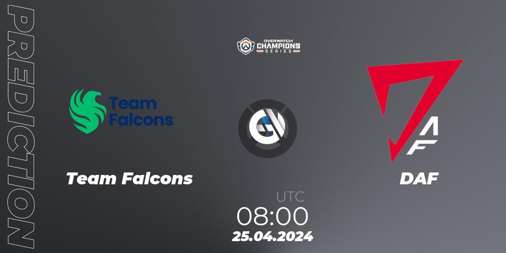 Team Falcons vs DAF: Match Prediction. 25.04.2024 at 06:00, Overwatch, Overwatch Champions Series 2024 - Asia Stage 1 Main Event